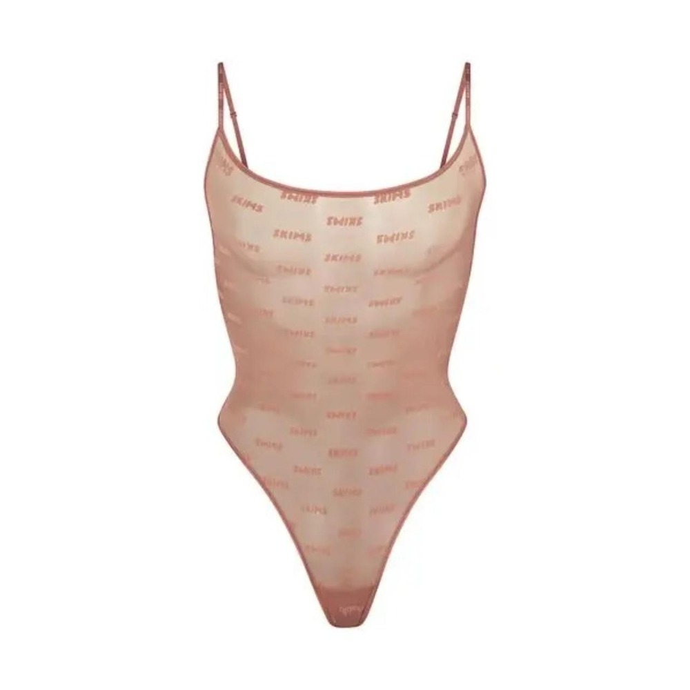 3x - SKIMS Sheer after hours cami bodysuit - Rose Clay